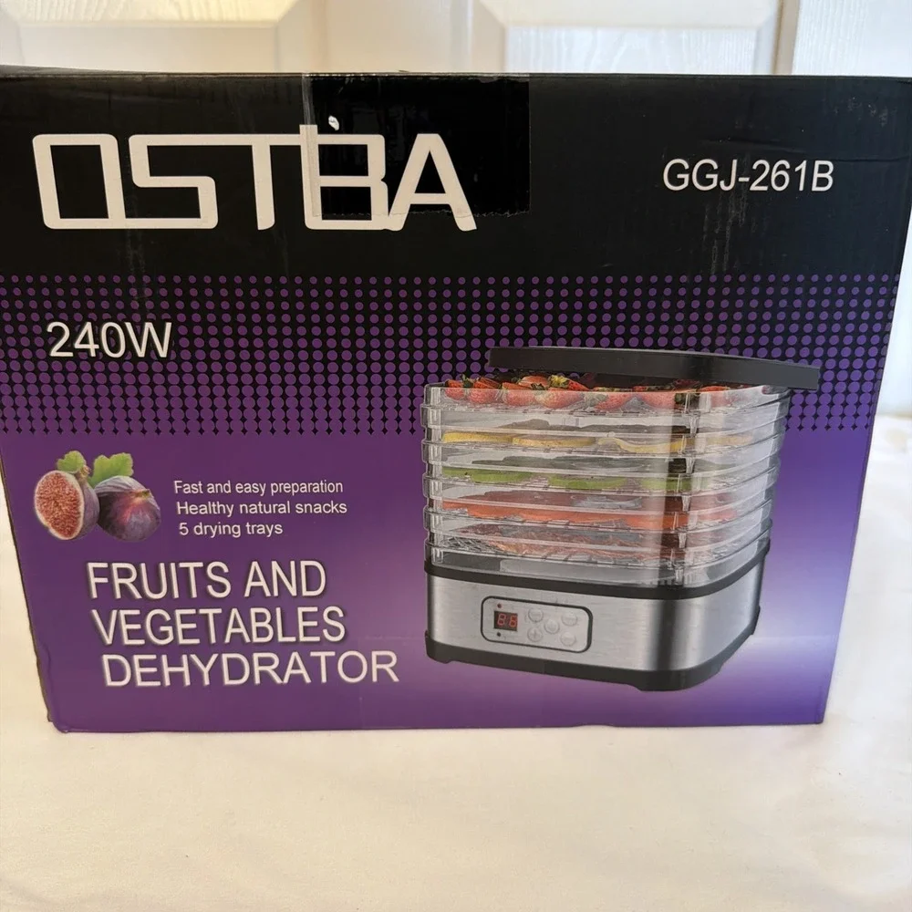 NEW OSTBA 5-Tray Food Dehydrator, 240W, LED Display, 72H Timer, Adjustable Temp